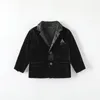 Jackets 2024 Autumn Winter Baby Boys Blazer Velvet Warm Long Sleeve Turndown Collar Solid Infant Jacket Toddler Outfits