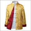 민족 의류 탕 슈트 중국어 셔츠 스타일 재킷 칼라 전통적인 남자 실크 쿵푸 치수 탑 hanfu 양쪽