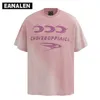 Men's T-Shirts Retro black pink tie dye gradient motorcycle racing T-shirt mens oversized street dress rock punk Harajuku sports casual T-shirt J240322