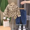 Kleidung Sets Baby Outfits 2024 Frühling Kinder Lässige Mode Gedruckt Langarm Mit Kapuze Hoodies Und Hosen Anzug Für Jungen Mädchen tragen