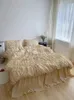 Ins estilo coreano simples colcha capa design artesanal bolha dobra algodão puro 4 peças conjunto estilo princesa cama casa têxtil 240318