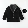 Jackets 2024 Autumn Winter Baby Boys Blazer Velvet Warm Long Sleeve Turndown Collar Solid Infant Jacket Toddler Outfits