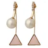 Studörhängen Fashion Personlighet Geometrisk triangel Simulerad pärla för kvinnor Crystal Drop Tassel smycken