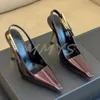 Décolleté con cinturino in rilievo Scarpe da donna con tacco a spillo Scarpe eleganti da ufficio Scarpe firmate di lusso Sandali a punta quadrata in pelle di vitello