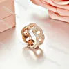 Bandringe Hip Hop Atemberaubender voller Pavé-Diamant Vintage-Schmuck Sterling Silber Roségoldfüllung Weiß CZ Frauen Hochzeit Gliederkette Bandring Geschenk