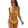 Roupa de banho feminina sexy banana abacaxi conjunto de biquíni funky fruta impressão na moda maiô push up profundo v personalizado maiô beachwear