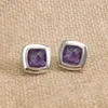 Boucles d'oreilles à tige en forme de coussin, 11mm, violet, zircone cubique, élégant, Chic, plaqué or blanc, laiton, fausse améthyste, cadeau pour femmes