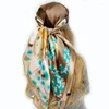 Scarves Summer Luxury 90X90CM Silk Hijab Design Beach Headscarf 2024 Women Sunscreen Fashion For Model Square Shawls