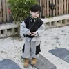 Ensembles de vêtements pour enfants, hauts et pantalons deux pièces, automne hiver coréen, faux patchwork, pantalon à capuche en peluche, 2024