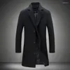 Trenchs pour hommes 2024 Mode décontractée Manteau de laine polyvalent Coréen Slim Fit Coupe-vent mi-long