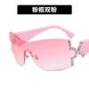 2 pcs Fashion luxury designer One piece sunglasses rimless Y2K net red sunglasses of the same type 2022 new personalized goggles ins sunglasses