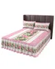 Bed Skirt Christmas Pink Snowflake Flower Plant Poinsettia Fitted Bedspread With Pillowcases Mattress Cover Bedding Set