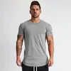 Muscleguys sade giyim fitness t gömlek erkekler o boyun tişört pamuk vücut geliştirme tişörtleri ince fit üstleri spor salonları tshirt homme 240309