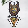 Sexy feminino étnico floral maiô africano maiô cintura alta impresso cobrir conjunto de biquíni banhistas banho beachwear 240320