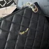 Womens Designer Cowhide Caviar Leather Bucket Hobo Shoulder Bags Gold Metal Hardware Matelasse Chain Handbags Large Capcity Outdoor Sac Purse For Girls Ladies 17CM
