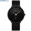 Crrju najlepsza marka luksusowy kwarc zegarek mężczyzn Men Casual Black Japan-kwarc-Watch-Watch Stal stal nierdzewna twarz Ultra cienki zegar mężczyzna Relogio Nowy NIC166C