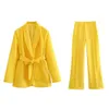 PB ZA Womens Style With Waist Closing Dress Blazer High Straight Suit Pants Twopiece Set 240319