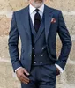 Men's Suits 2024 Italian Custom Navy Blue Formal Wedding Tuxedos Elegant Fashion Blazer Slim Fit Jacket 3 Piece Set Traje Hombre