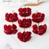 Faux Floral Greenery 6Pcs Artificial Flowers Fake Rose Bouquet For Christmas Garland Accessories Home Living Room Ornamental Flowerpot Wedding Decor Y240322