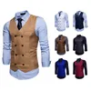 Ouro revestido metálico duplo breasted colete homens 70's gilet traje homme palco baile clube colete colete masculino 210522