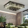 Rectangular chandelier smoky gray crystal ceiling light for luxury home villa living room bedroom decoration