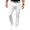 Pantalons pour hommes Pantalons de couleur unie Coupe ajustée Bureau d'affaires avec poches inclinées Fermeture éclair pour vêtements de travail professionnels