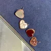 Kolczyki stadninowe Prawdziwy 18K Złoty Czerwony Agat Czysty stały au750 White Fritillaria Heart Carring for Women Fine Jewelry