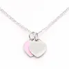 Love necklaces new heart necklace gold jewelry designer for women silver stainless steel pink red green double pendant classic lovers Valentine's Day necklace