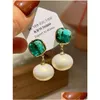 Dangle Chandelier Earrings Spring Color Green Crystal Shell Bead Chic Design Simple Girls Sweet Eardrops Drop Delivery Jewelry Otdt2