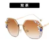 Sunglasses with diamond inlay and frameless 2022 new style sunglasses with advanced feel ins show face small and UV resistant sunglasses