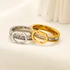 20style Retro Fashion Designer Branded Letter Band Rings Gold Plated Crystal Stainless Steel Love Wedding Jewelry Fine Carving Finger Ring