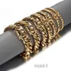 Mens Hip Hop Topbling Cuban Link Chain Bracelets Solid Stainless Steel 18k Real Gold Plated Bangle Jewelry 8-18mm J8KL