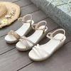 Sandals Crystal Women Wedges Mid Heels Shoes Beach Summer Platform Slippers 2024 Open Toe Slides Cozy Luxury Femme Flip Flops