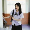 タイのユニフォームスカートセットコスプレjk学生コスチュームラウンドネックシャツ女の子プリーツスクール服タイカレッジ240315