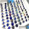 Solitaire Ring 30Pcs/Lot Men Women Change Color Mood Emotional Temperature Sensitive Glazed Male Female Fashon Sier Tone All Dhgarden Dh6Xo