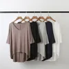 T-shirts Femmes Été Filles Gris T-shirt Femme Casual Col V Top Oversize Bat Manches Lâche Tshirt Femmes Modal Undershirt Dames Tops