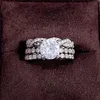 2024 Choucong Marque Anneaux De Mariage Bijoux Vintage En Argent Sterling 925 Remplissage 3pcs Coupe Ronde 5A Zircon Cubique CZ Diamant Pierres Précieuses Femmes Bague De Mariée Ensemble Cadeau