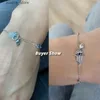 Pulseras con dijes BAMOER 925 Plata de ley Fatima Mano Lucky Chain Link Blue Evil Eye Langosta Cierre Ajustable Hamsa Cadena L240322