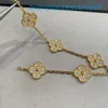 Designer di gioielli di marca di lusso Vanl Cleefl Arpelsbracelet Cinque fiori Quadrifoglio con diamanti Bracciale in oro bianco e rosa 18 carati dritto