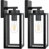 Outdoor Light Fixtures, Exterior Waterproof Lanterns, Porch Sconces Mounted Lighting with E26 Sockets & Glass Shades, Modern Matte Black Wall Lamps for