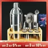 Çubuk Araçlar 10pcs/Set 750ml Kokteyl Shaker Wood Stand Barmen Bar Araçları Shakers 240322