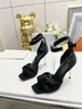 Dress Shoes Sexy High Quality Genuine Leather Heel Slippers Silk Bow Tie Vamp 9.5cm Women Sandal Ladies Pumps Ankle Strap