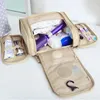 Kosmetiska väskor med fast färg Hängande sminkväska med 2 sidokläderbeständiga vattentäta toalettartiklar för kvinnor män unisex