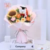ギフトバッグの卒業ブーケと編み花の花束ランプ弦楽マザーデイハンドメイドギフト女の子の結婚式の装飾240308