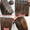 Extension de cheveux 100% naturels Remy lisses, couleur Piano, une pièce, 14 "24", 1 pièce/5 clips, fabriqués à la Machine