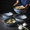 Tazones ramen fideos tazón sopa de arroz cerámica china ensalada retro mezcla de vajilla de cocina grande esmalte de mar japonesa ondulación japonesa