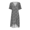 Casual Dresses 2024 Floral Print Summer Dress Short Sleeve V-Neck Midi Button Wrap Holiday Sundresses Women Robe Femmes