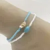 Jewelry Bohemian Beach Rice Pearl Conch Double Layer Chain Ethnic Style Beaded Handmade Feet Decoration