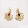 ダングルシャンデリアイヤリングFoydjew Luxury Designer Jewelry高品質の人工ウォータードロップルベライトRuby Women Elegant GoldenEarr OT6H5