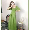 Partykleider Avocado Grünes Kleid Damen 2024 Sommer Französische Glockenblume Lange Weibliche Mode Retro Design Sinn Taille Dünn